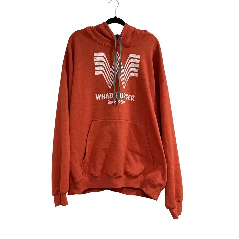 Whataburger Flying W Logo Graphic Hoodie Orange Heather Pullover Mens 2X